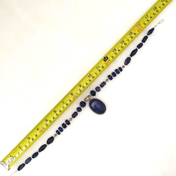 Vintage Necklace Genuine Blue Lapis Lazuli Gemstones 925 Silver Rondelle… - Picture 13 of 13